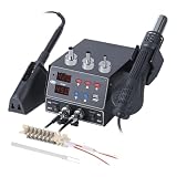 Estación De Soldadura 800 W, 2 En 1, Pantalla Digital, Pistola Aire Caliente For Retrabajo SMD, Soldador, Herramientas Reparación For Desoldar Y Soldar Calentamiento RáPido(KIT2)