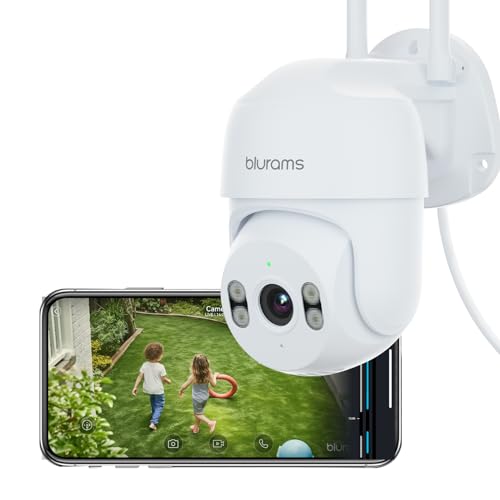 blurams Security Camera Outdoor 2K CCTV Cameras House Security IP66 WiFi Camera 360 Pan/Tilt Color Night Vision Motion/Sound Detection 2-Way Talk Siren Cloud&SD Works with Alexa