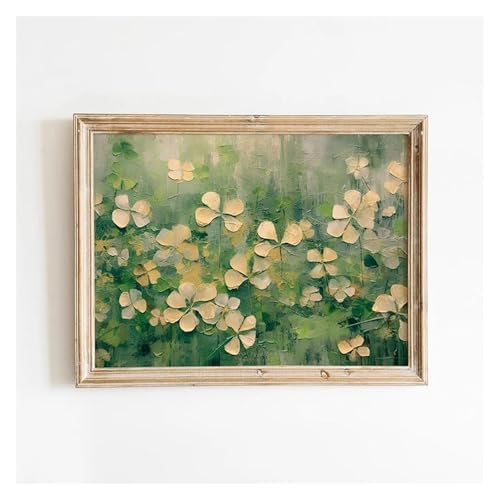 Tableau déco nature trèfle irlandais St Patrick peinture fleurs affiche verte - 4