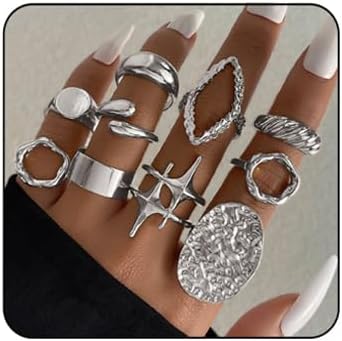 Gold Stackable Knuckle Rings Set for Women Adjustable Round Dome Signet Rings Set Geometry Irregular Statement RingsPack Chunky Knuckle Ring Statement Stacking Womens Ring Jewelry