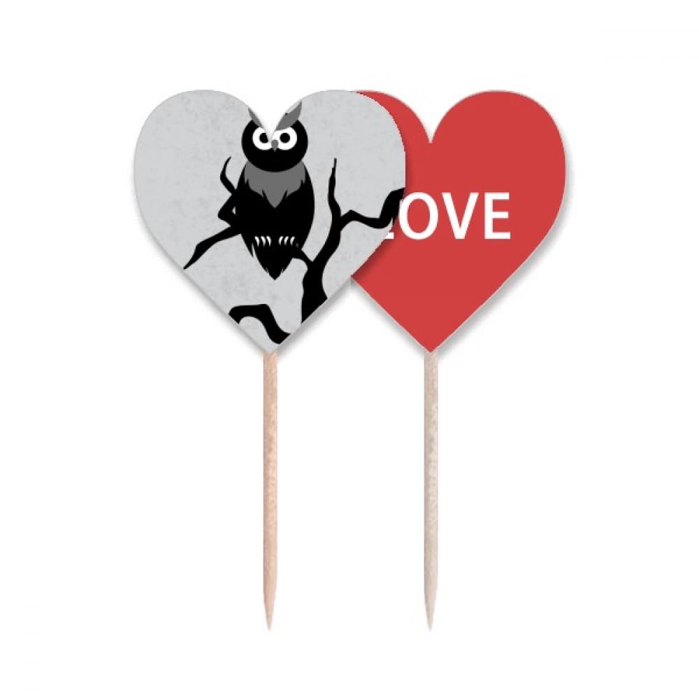 Cure-dents Hibou Halloween double motif avec pique en bois naturel