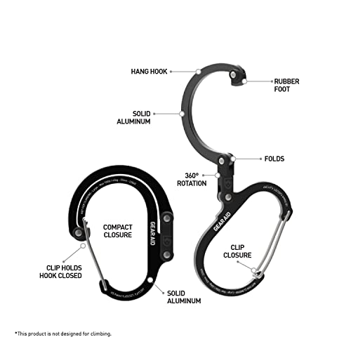 Image of GEAR AID HEROCLIP (Large) Carabiner Gear Clip and Hook for Hanging Heavy Duty Items, Camping Backpacks, Suitcases, Kayaks, Bicycles and More