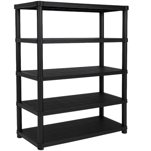 Ondis24 Kunststoffregal anthrazit 120 x 40 x 180 cm – Schwerlast Steckregal mit 5 Böden, 60 kg pro Ebene – Lagerregal, Kellerregal, Werkstattregal, Aufbewahrungsregal für Garage & Vorratsraum