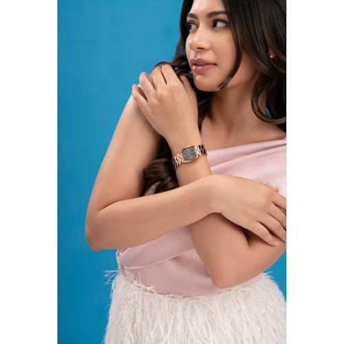 Image of Fastrack Vyb Showstopper with Quartz Analog Grey Dial Rose Gold Alloy Strap Watch for Girls - FV60112WM02W
