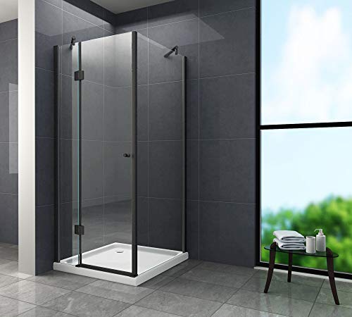 Duschkabine NOVUM (schwarz) 80 x 80 x 195 cm ohne Duschtasse
