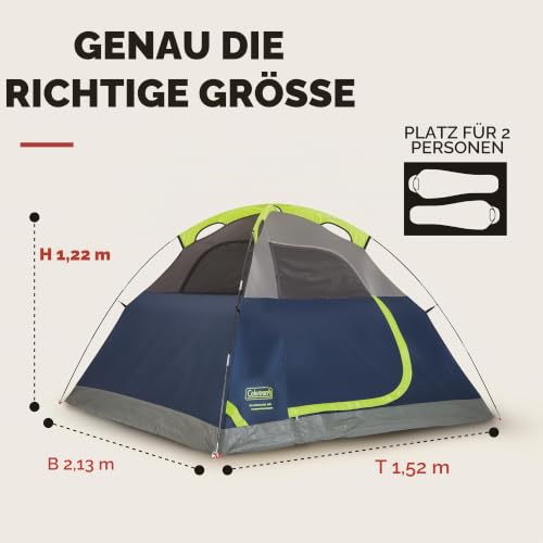 Coleman Sundome 2-Personen-Zelt mit Regenfliege, wetterfestes Zelt in 10 Minuten aufgebaut – Ansicht 3