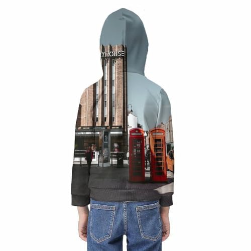 Sweat-shirt paysage urbain britannique ado pull manches longues décontracté