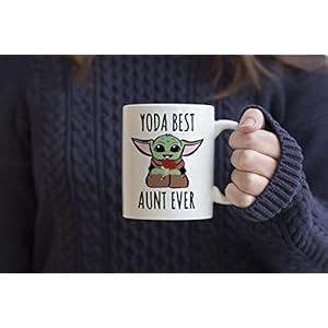 LOZACHE Aunt Gifts from Niece Nephew, BAE Best Aunt Ever Baby Yodas Coffee Mug, Mothers Day Birthday Gifts for Great Aunt Auntie Appreciation Present, 11oz White (Yodas Aunt) LOZACHE Aunt Gifts from Niece Nephew BAE Best Aunt Ever Baby Yodas Coffee Mug Mothers Day Birthday Gifts for Great Aunt Auntie Appreciation Present 11oz White Yodas Aunt