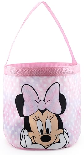 Disney Minnie Mouse Tote Bag for Kids | Collapsible Halloween Trick or Treat Bag Candy Tote and Reusable Easter Basket | Minnie Mouse Travel Tote Shopping Bag or Party Carryall | Ages 3+