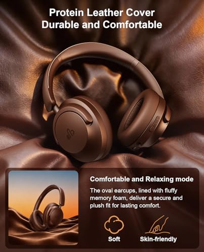 Image of Hybrid Active Noise Cancelling Headphones, Over-Ear Bluetooth Headphone with Hi-Res Audio, 60H Playtime, Deep Bass, Transparency Mode, Foldable Comfort Cups, Graduation Gifts for Travel Office - Cofe