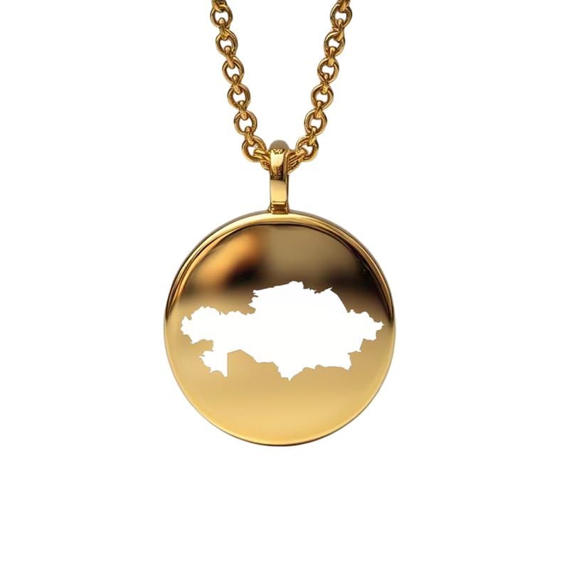 Pendentif carte du Kazakhstan en argent, médaillon voyage