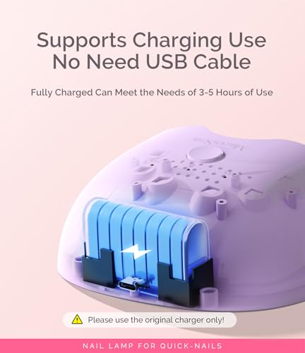 Image of MelodySusie Mini Cordless UV Nail Lamp, P-ART06G Rechargeable Portable LED UV Light with Smart Sensor, 4-Finger Curing for All Soft Gels, Especially Half-Cured Gel, Base Coat & Top Coat, Purple