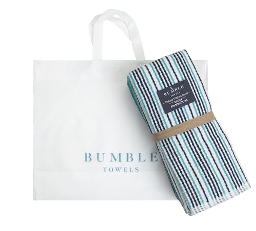 Kitchen Towels 16”x 26” - 6 Pack | Large Cotton Kitchen Hand Towels | Dish Towels | Popcorn Stripe Design | 430 GSM Highly Absorbent Tea Towels Set with Hanging Loop | Dish Towels for Kitchen | Aqua - Thumbnail 6