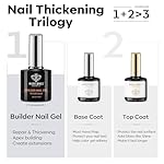 modelones Builder Nail Gel with Gel Top and Base Coat, 3Pcs Clear Builder Nail Kit for Thickening Apex Building Extension Rhinestone Gel Tips Glue, U/V LED Lamp Cured for Home DIY Salon Girls - Image 2