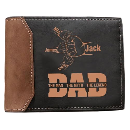 Personalized Dad Wallet for Fathers Day Custom 1-6 Names Mens Wal...