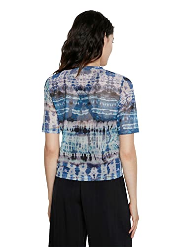 Desigual T-Shirt Elbow Tull Tie Dye, Blu, L Donna