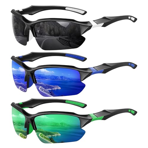 XVXV Polarized Sports Sunglasses for Men - UV Protection Lightweight Half Frame Sun Glasses for Running Fishing Golf