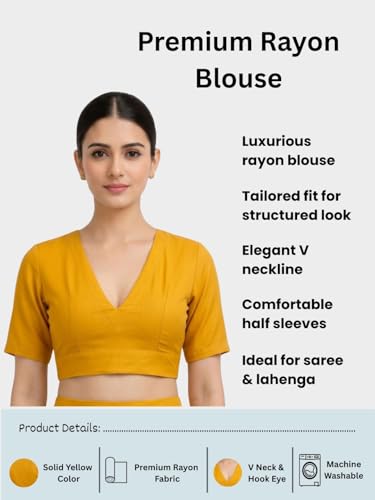 Image of Thevasa Women's Everyday Divine Depth V Neck Half Sleeves Blouse