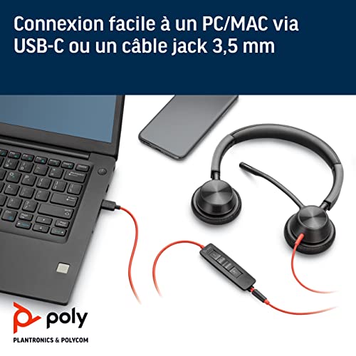 Casque USB-C POLY Blackwire BW3325-M filaire audio stéréo double écouteur