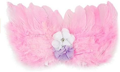 Miniatura 4 de Jackcell Accesorios de fotografía, disfraz de alas de ángel, accesorios para fotos de niña con diadema de flores (rosa), Rosado