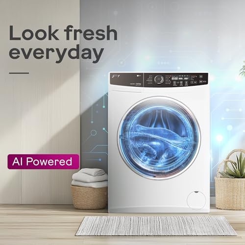 Image of Godrej 9 Kg 5 Star AI Powered, Steam Wash, Digi Inverter Motor, Steam Wash, 1400 RPM Spin Motor, Add To Wash, Fully Automatic Front Load Washing Machine (WFEON ZUS 9014 5.0 IDCRM GLWH, Glacial White)
