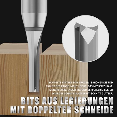 CSOOM TCT-Professional Nutfräser 8mm Schaft，CNC-Hartmetall-Geradschleifer, Holzfräser，Geeignet zum Besäumen und Nutfräsen 3mm…