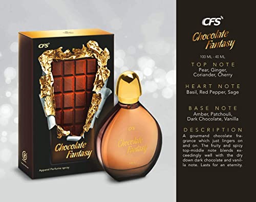 Image of FRASIYON Chocolate Fantasy Apparel Perfume Spray | 100 ml | Rich Chocolate & Sweet Gourmand Fragrance | Long Lasting Casual & Everyday Wear Scent for Men & Women