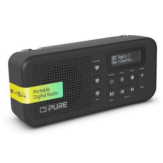 Pure Elan Move Tragbares Digitalradio DAB+ & FM mit Bluetooth 5.3, Ultra‑kompaktes Taschenradio mit Akku bis 16 Std, portables Radio mit Kopfhöreranschluss & LCD‑Display – Schwarz