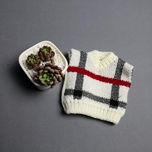 Ferret Clothes Small Animal Sweater - Warm Winter Knitted Sweatershirt for Bunny, Guinea Pig, Squirrel - Halloween Party Cosplay Photo Shoot Apparel (2 Pcs White Stripes+Yellow Grid) - Thumbnail 3