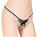 Sekexi Fashion Women Sexy Underwear Cutout Pendant Pearl Beads Embellished Lace Butterfly G-String Thong Underpants Black