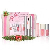 KIMUSE All in One Makeup Kit for Women, Girls, Teens with Makeup Bag, 5 Pcs Beginners Make Up Gifts Set Includes Peel Off Lip Stain, Lip Plumper, Liquid Blush, Multi Balm Stick