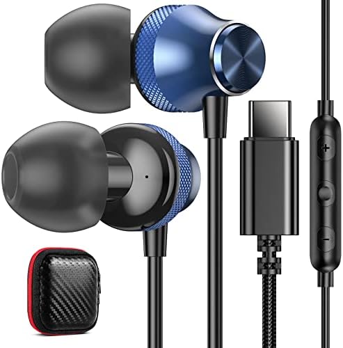 USB C Wired Earbuds for Google/Pixel 10 10a 9 8 8A 7 7A 6A for iPhone 17 17e Air 16 Pro Max 16e 15 Plus Corded Headphones for Apple/Android Type C Earphones for Samsung/Galaxy S26 S25 S24 Ultra Blue