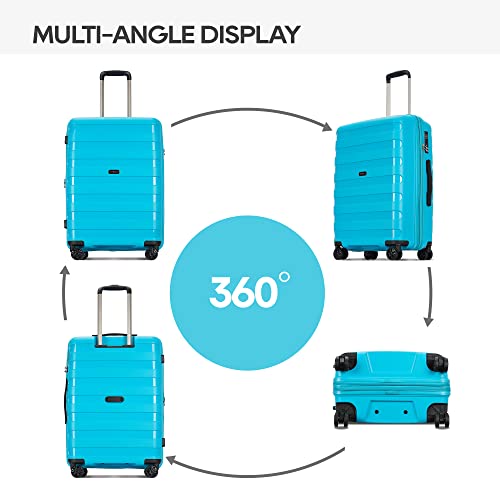 PP material Expandable Carry On Luggage Airline Approved, 20 Inch Hardside Carry On Suitcase with Wheels, Travel Harshell Spinner Small Luggage with Tsa Lock,Lake Blue, 20-Inch Carry-On - Image 5