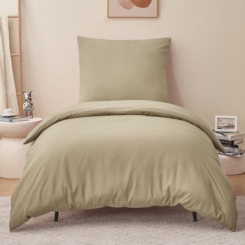 RUIKASI Bettwäsche 155x220 Khaki 2teilig - Polyester Mikrofaser Bettwäsche-Sets Oeko-TEX… – Ansicht 2