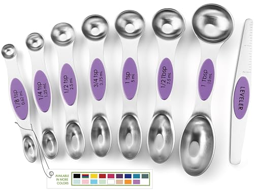 Image of Spring Chef Stainless Steel Magnetic Measuring Spoons Set of 8, Orchid