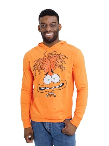 Disney Inside Out Anxiety Mens Hooded Matching Family Long Sleeve T-Shirt Orange Medium