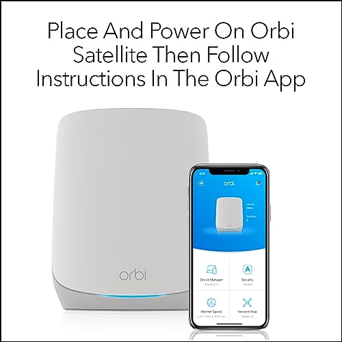 Image of NETGEAR Orbi Whole Home Tri-Band Mesh WiFi 6 Add-on Satellite (RBS760) - Works with Your Orbi WiFi 6 System - Security Features - Adds Coverage up to 2,500 sq. ft. - AX5400 up to 5.4 Gbps | Rbs760-100nas AX5400 Satellite, Adds Up to 2, 500 Sq Ft, 2x 1gbe Lan Ports