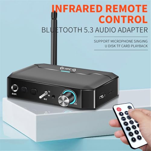 Image of Microware T300 NFC Bluetooth Receiver Transmitter 5.3 Stereo AUX 3.5mm Jack RCA Handsfree Call Mic Wireless Music Audio Adapter TF /USB for PC TV