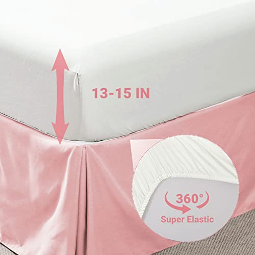 Jollyvogue Queen Comforter Set 8 Pieces, Pink/Ivory Bed In A Bag Comforter Set For Bedroom, Bedding Comforter Sets With Comforter, Sheets, Bed Skirt, Ruffled Shams & Pillowcases #TOP7