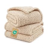 1 Pack 3 Calming Blankets Fluffy Premium Fleece Pet Blanket Soft Sherpa Throw for Dog Puppy Cat Beige Small (23' x16'')