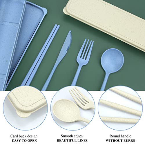 DISSKNIC Travel Utensils with Case, 6 Sets Reusable Utensils Set with Case, Camping utensil Set for Daily Use or Outdoor