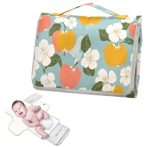 Cambiador portátil reutilizable con bolsillo para pañuelos Naughty Paradise Fruta Verde Claro Portátil Cambiador de bebé con almohada incorporada cambiador de pa?ales para Bebes