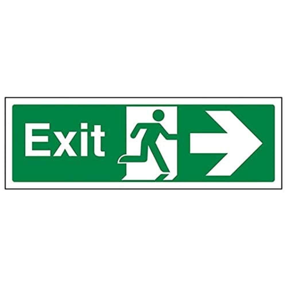 V Safety Fire Exit - Fire Exit Arrow Right - 450 x 150 mm Safety Sign, Multi, 450x150mm