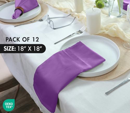 Image of Ruvanti Cloth Napkins Set of 12, Cotton Enrich 18 inchx18 inch - Purple | Washable, Soft, Durable & Absorbent Everyday Napkins. For Home, hotel, Wedding Napkins, Thanksgiving, Christmas Dinner Napkin