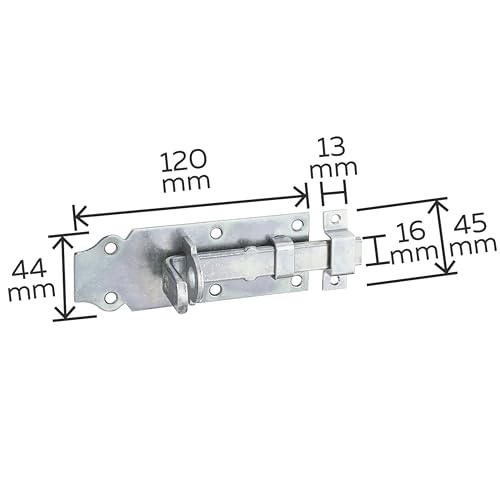 Alberts 116767 Schlossriegel | gerade, mit flachem Griff und befestigter Schlaufe | galvanisch verzinkt, dickschichtpassiviert | Platte 120 x 44 mm