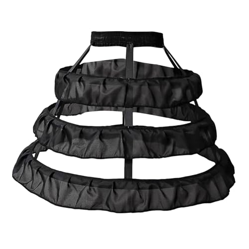 Dress Pannier Petticoat Ruffles 3 Hoops Hoop Skirt Bustle Cage for Bridesmaid, black