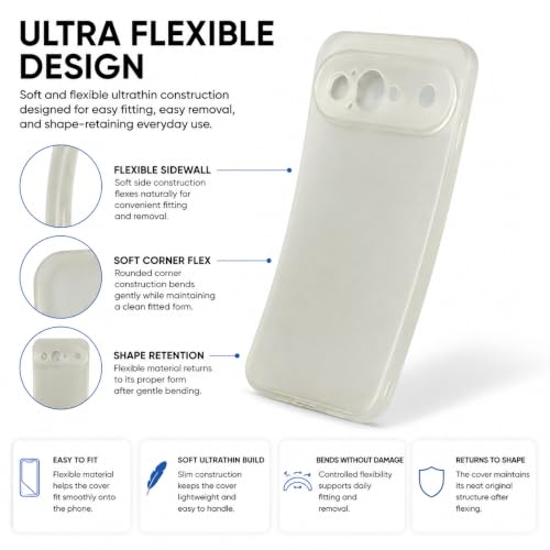 Image of FIRST MART Back Cover for Google Pixel 9 | Ultra-Thin Frosted Matte Semi-Transparent Silicone Case, Anti-Slip Grip, Precise Fit | White