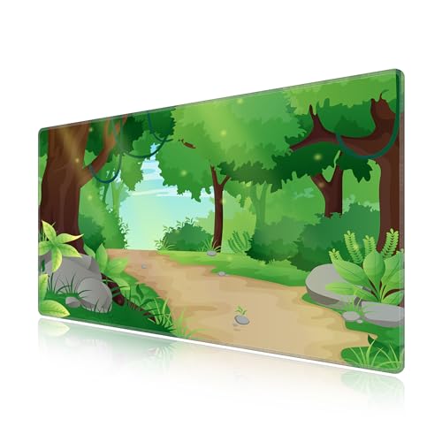 Grand tapis de souris bureau 70x40cm style verdure pour setup propre