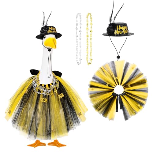 JcHrmers 4 Pcs New Year's Porch Goose Outfit Happy New Year Top Hat,...