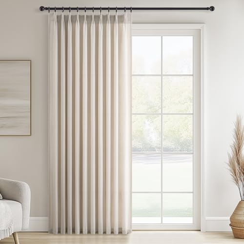 Topfinel Oatmeal Pinch Pleated Linen Curtains 84 Inch Length 1